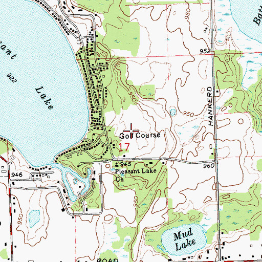 Topographic Map of Hankerd Hills Golf Course, MI