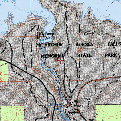 Topographic Map of McArthur-Burney Falls Memorial State Park, CA
