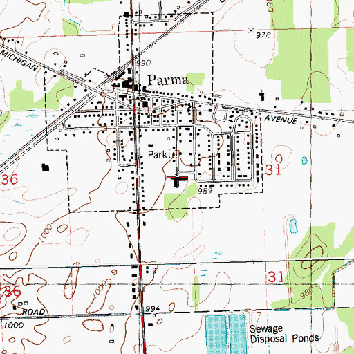 Topographic Map of Parma Elementary School, MI