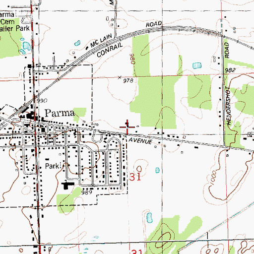 Topographic Map of Parma Baptist Church, MI