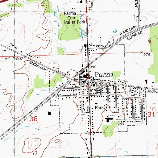 Topographic Map of Jackson District Library-Parma Branch, MI