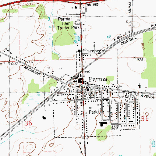 Topographic Map of Parma Station, MI