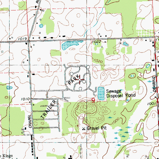 Topographic Map of Arbor Village Mobile Home Community, MI