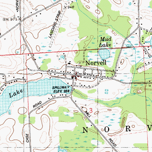 Topographic Map of Norvell Post Office, MI