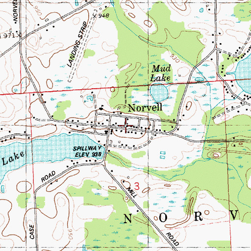 Topographic Map of Norvell Community Baptist Church, MI