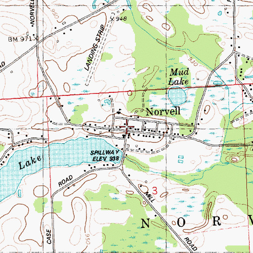 Topographic Map of Norvell Station (historical), MI