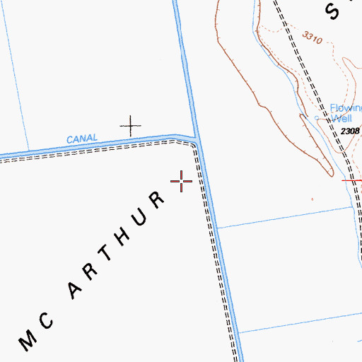 Topographic Map of McArthur Diversion Canal, CA