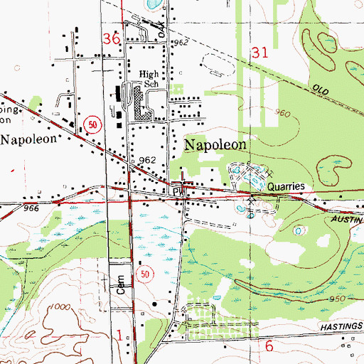 Topographic Map of First Baptist Church, MI