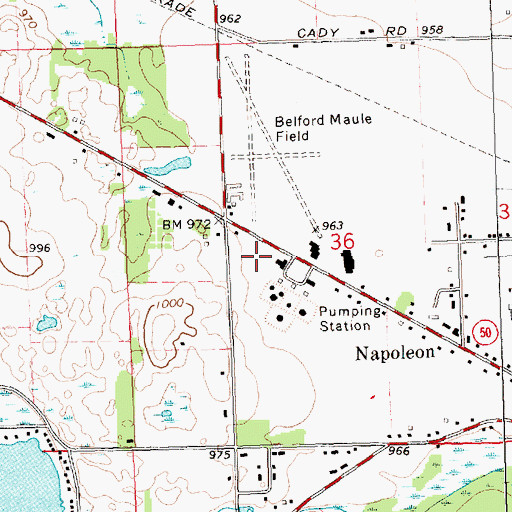 Topographic Map of Napoleon Fire Department, MI