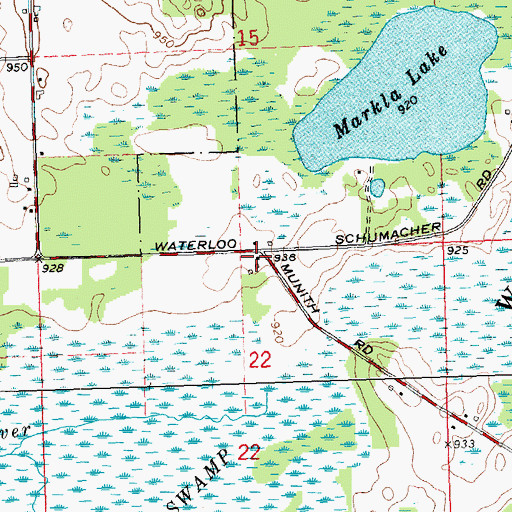 Topographic Map of Waterloo Farm Museum, MI
