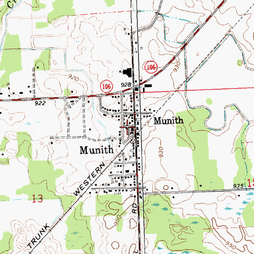 Topographic Map of Munith Post Office, MI