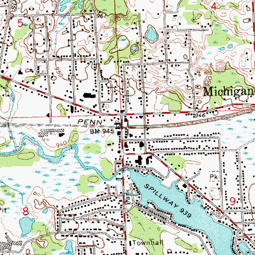 Topographic Map of Michigan Center Station (historical), MI