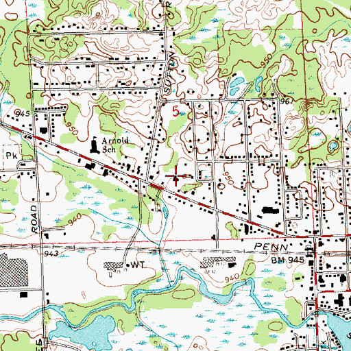 Topographic Map of Christ Lutheran Church, MI