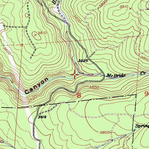 Topographic Map of McBride Creek, CA
