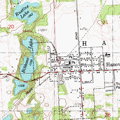 Topographic Map of Jackson District Library-Hanover Branch, MI