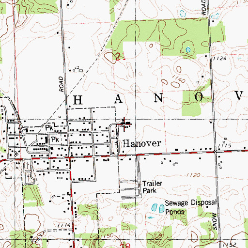 Topographic Map of Hanover-Horton Elementary School, MI