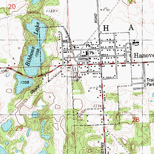 Topographic Map of Hanover Post Office, MI