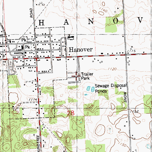 Topographic Map of Spring Valley Estates Mobile Home Park, MI