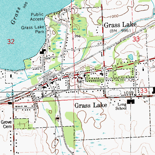 Topographic Map of Grass Lake United Methodist Church, MI