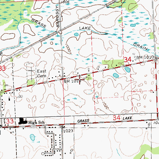 Topographic Map of Grass Lake Medical Center, MI