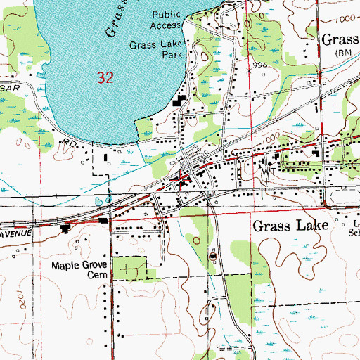 Topographic Map of Grass Lake Fire Department, MI