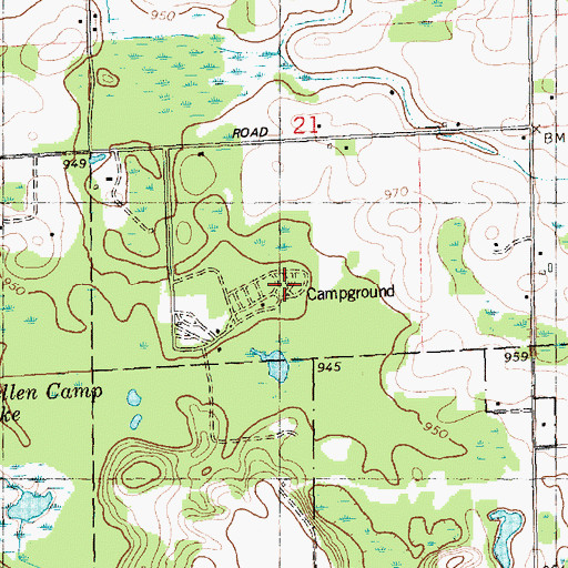 Topographic Map of Apple Creek Resort and RV Park, MI