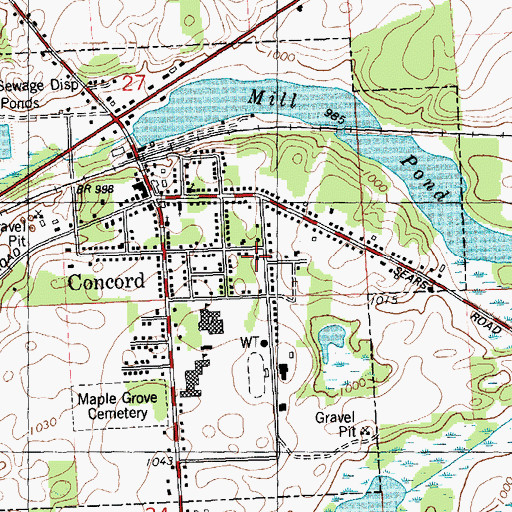 Topographic Map of Concord Baptist Church, MI