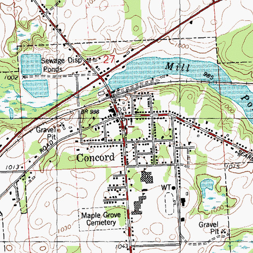 Topographic Map of Concord United Methodist Church, MI