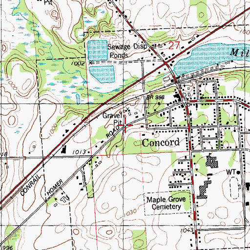 Topographic Map of Concord-Pulaski Fire Department, MI