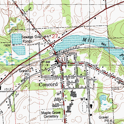 Topographic Map of Jackson District Library-Concord Branch, MI