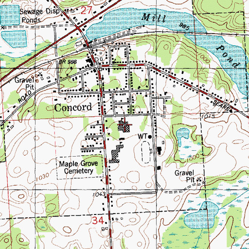 Topographic Map of Concord High School, MI