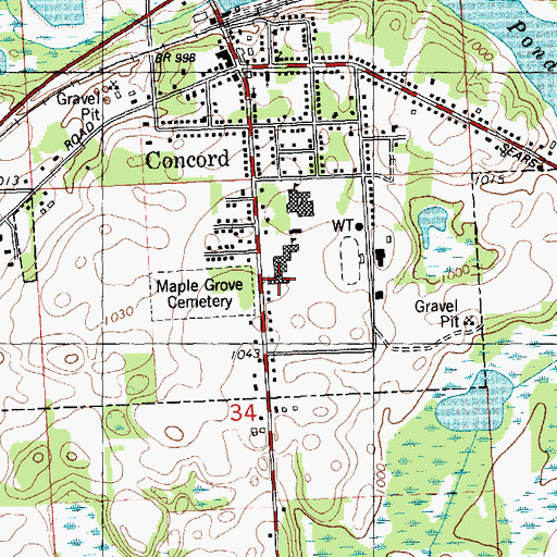 Topographic Map of Concord Middle School, MI