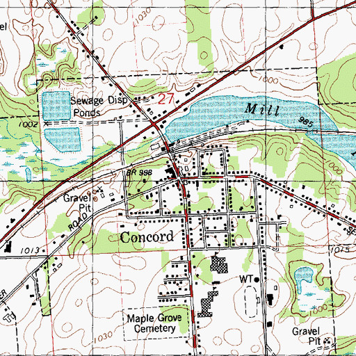 Topographic Map of Concord Post Office, MI