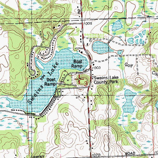 Topographic Map of Swains Lake Campground, MI