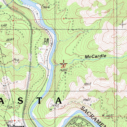 Topographic Map of McCardle Gulch, CA