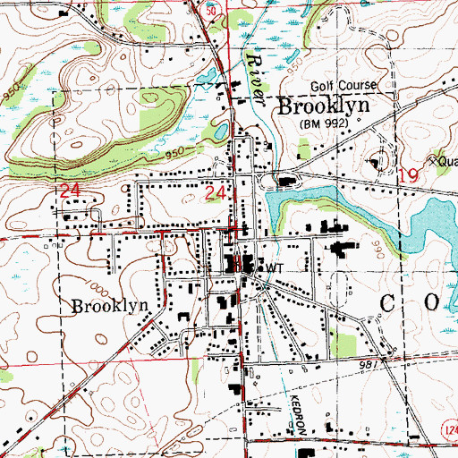 Topographic Map of Brooklyn Presbyterian Church, MI