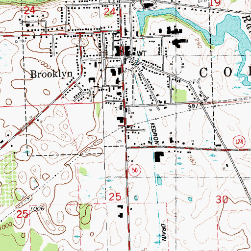 Topographic Map of Brooklyn Station (historical), MI