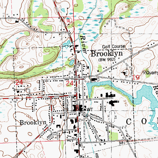 Topographic Map of Brooklyn Post Office, MI