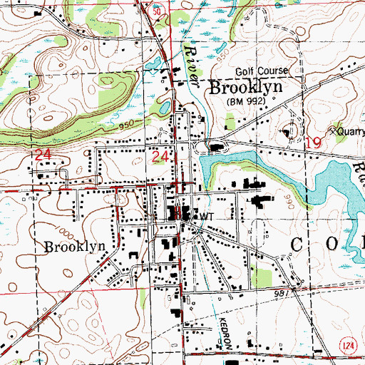 Topographic Map of Jackson District Library-Brooklyn Branch, MI