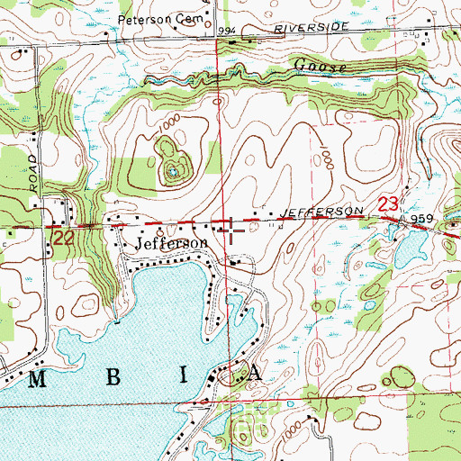 Topographic Map of Heart of the Lakes United Brethren Church, MI