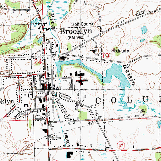 Topographic Map of Columbia Middle School, MI