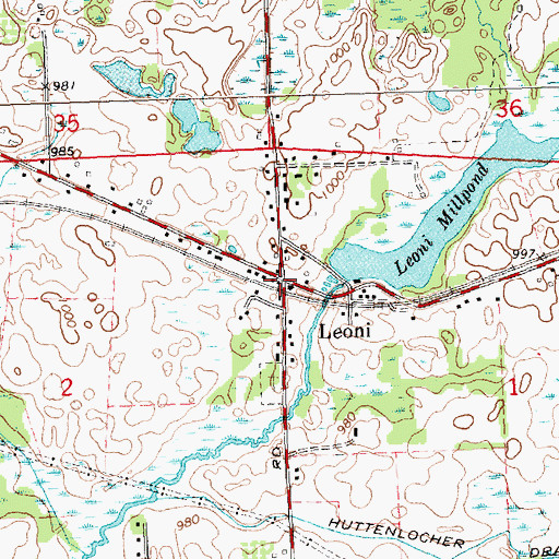 Topographic Map of Leoni Station, MI