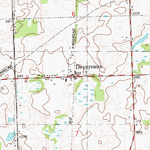 Topographic Map of Devereaux Station (historical), MI