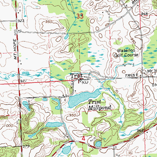 Topographic Map of Trist Post Office (historical), MI