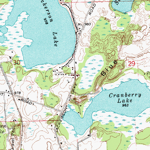 Topographic Map of Ackerson Post Office (historical), MI