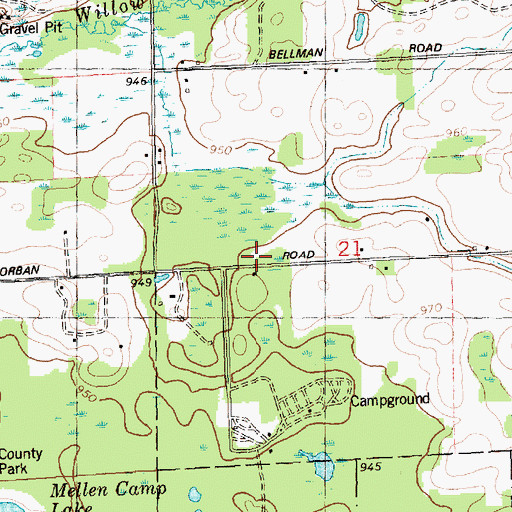 Topographic Map of Ray Cemetery, MI
