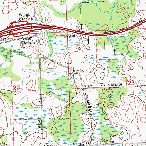 Topographic Map of Miles Cemetery, MI