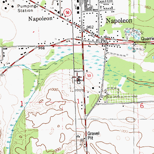 Topographic Map of Oak Grove Cemetery, MI