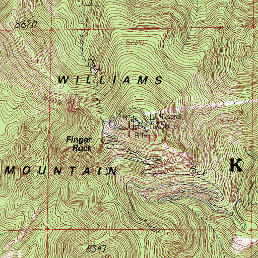 Topographic Map of Bill Williams Mountain, AZ