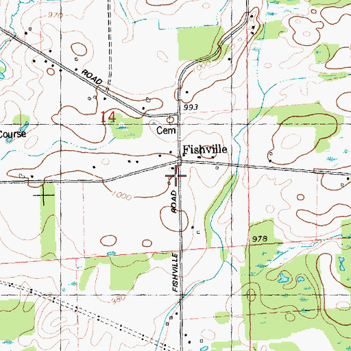 Topographic Map of Fishville Cemetery, MI